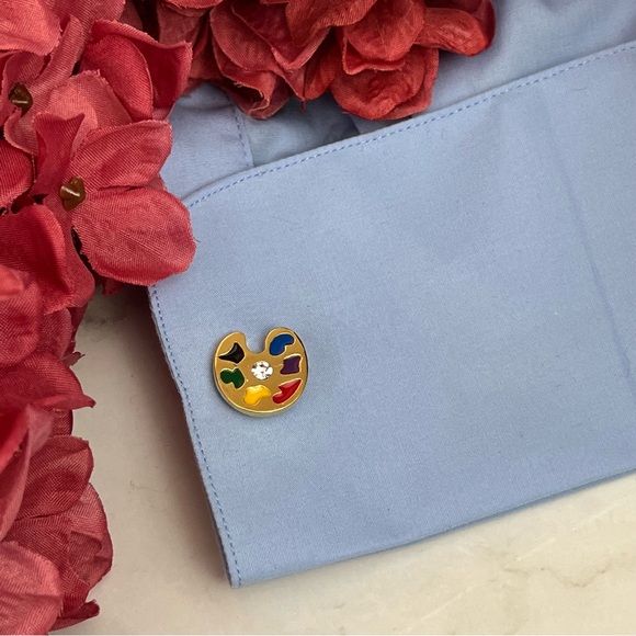 Artists Golden Painters Palette Cufflinks with Crystals - Picture 11 of 16